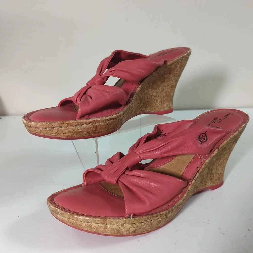 Born Women Driller‎ Cork Coral Pink Platform Wedge Sandals 8  3.5